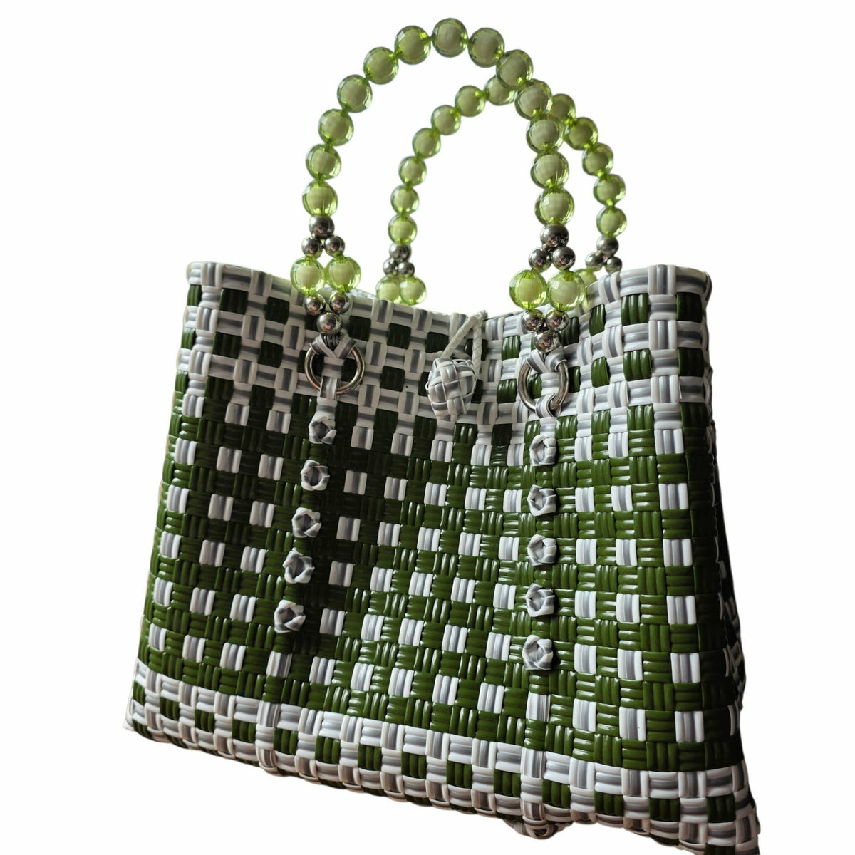 Green Patch  beaded Handle